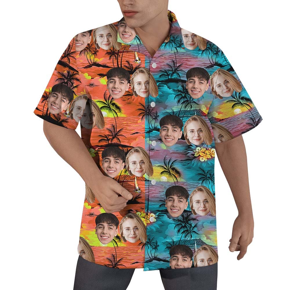 Multi Color Custom Beach Hawaiian Shirt With Face1