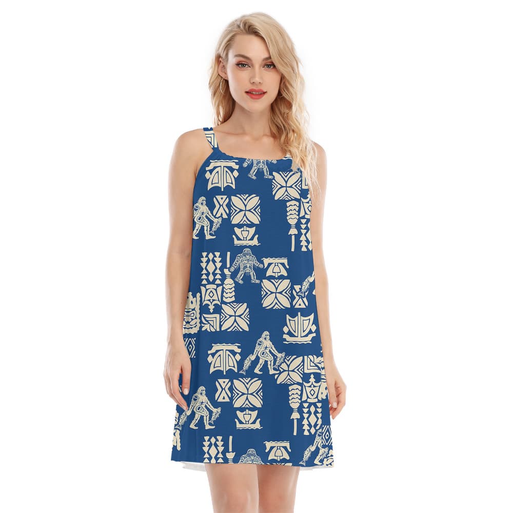 Navy Vintage Sasquatch Aloha Cami Dress