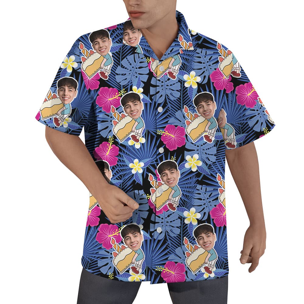 Night Tropical Custom Hawaiian Shirt for Men with Faces and Age1