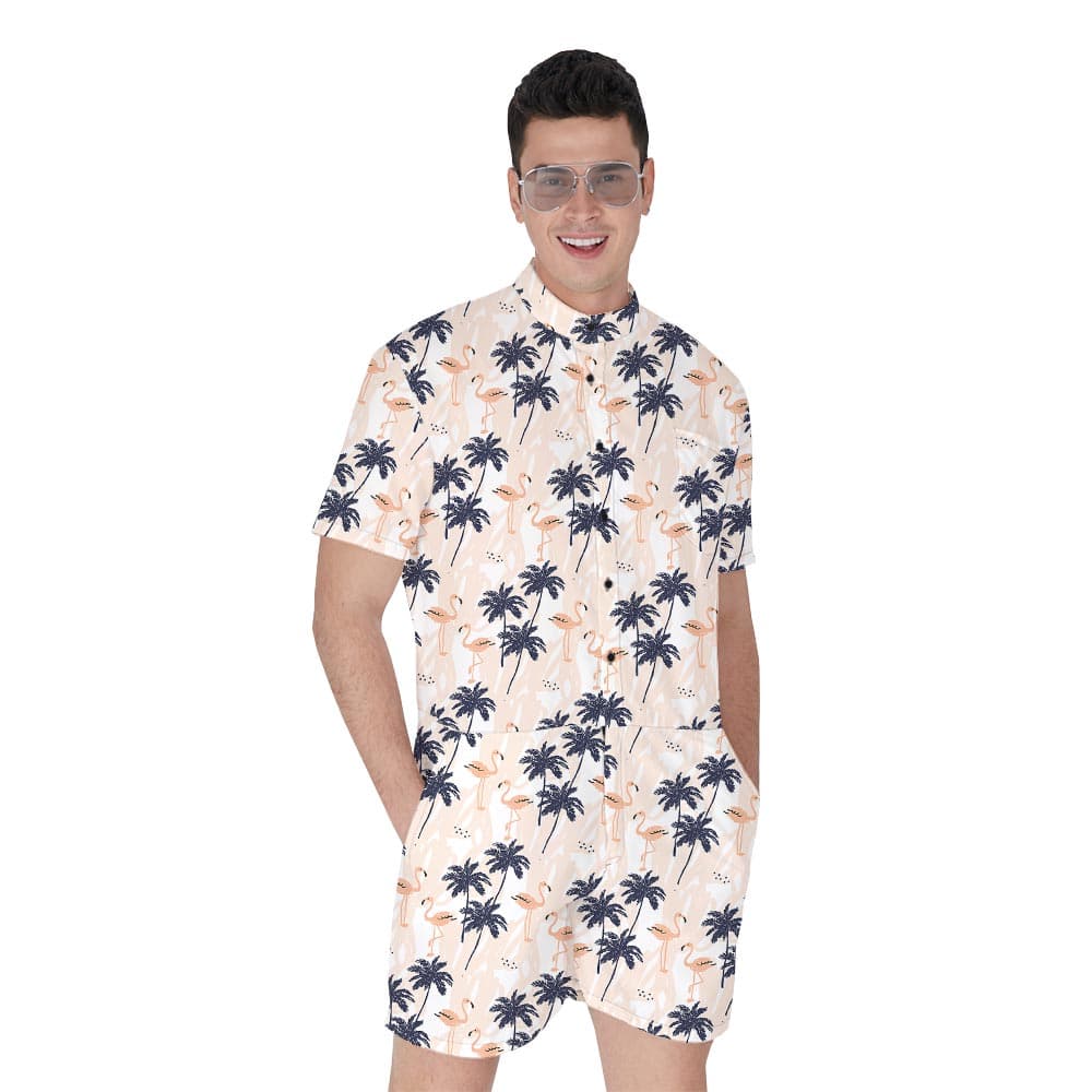 Summer Palm Trees Hawaiian Romper Men