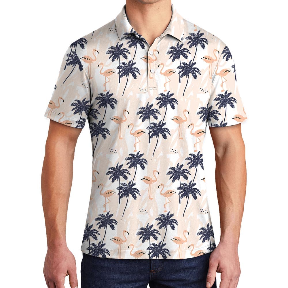 Hawaiian Polo Men With Palm Trees Pattern