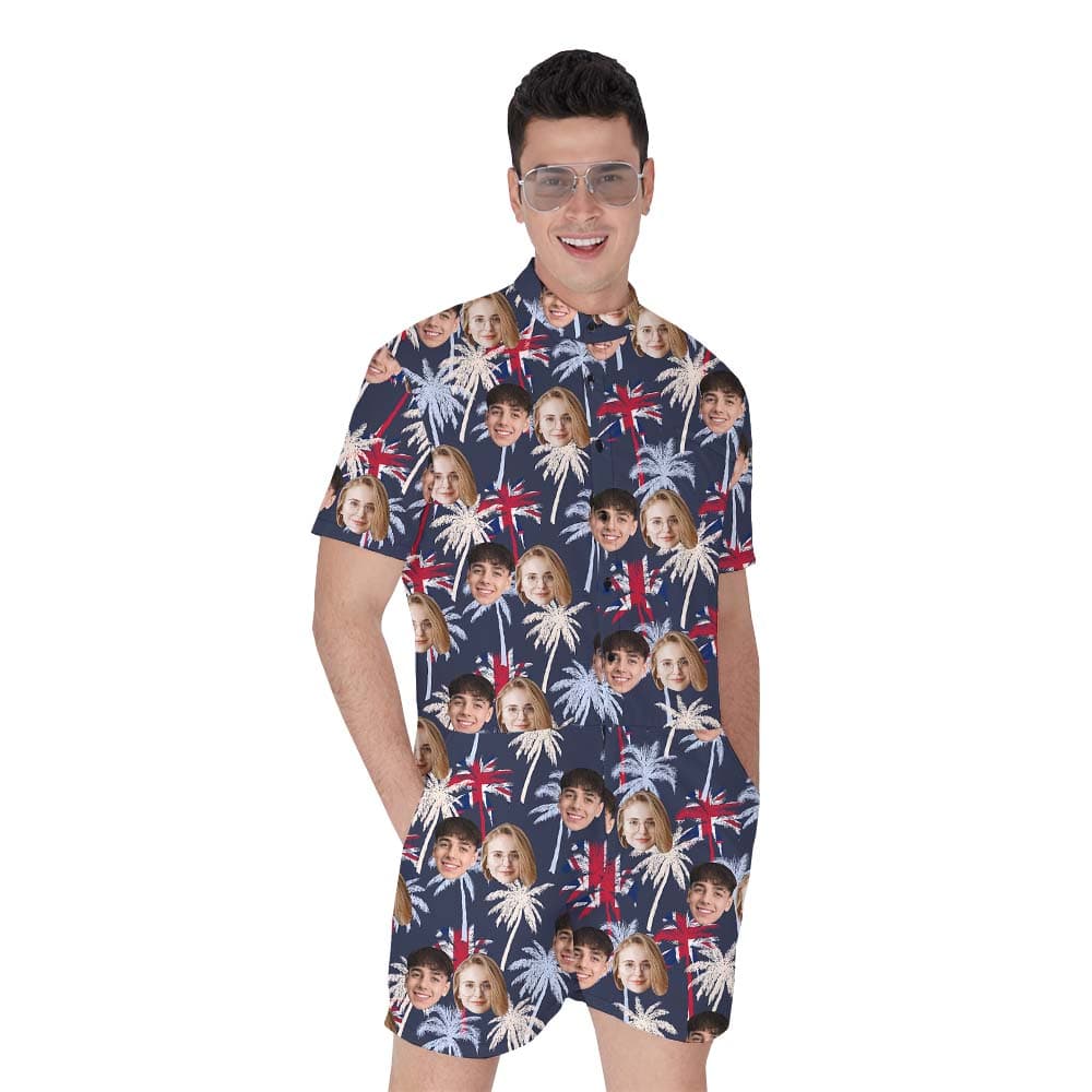 Palm Tree Men's Hawaiian Romper With Multiple Faces1
