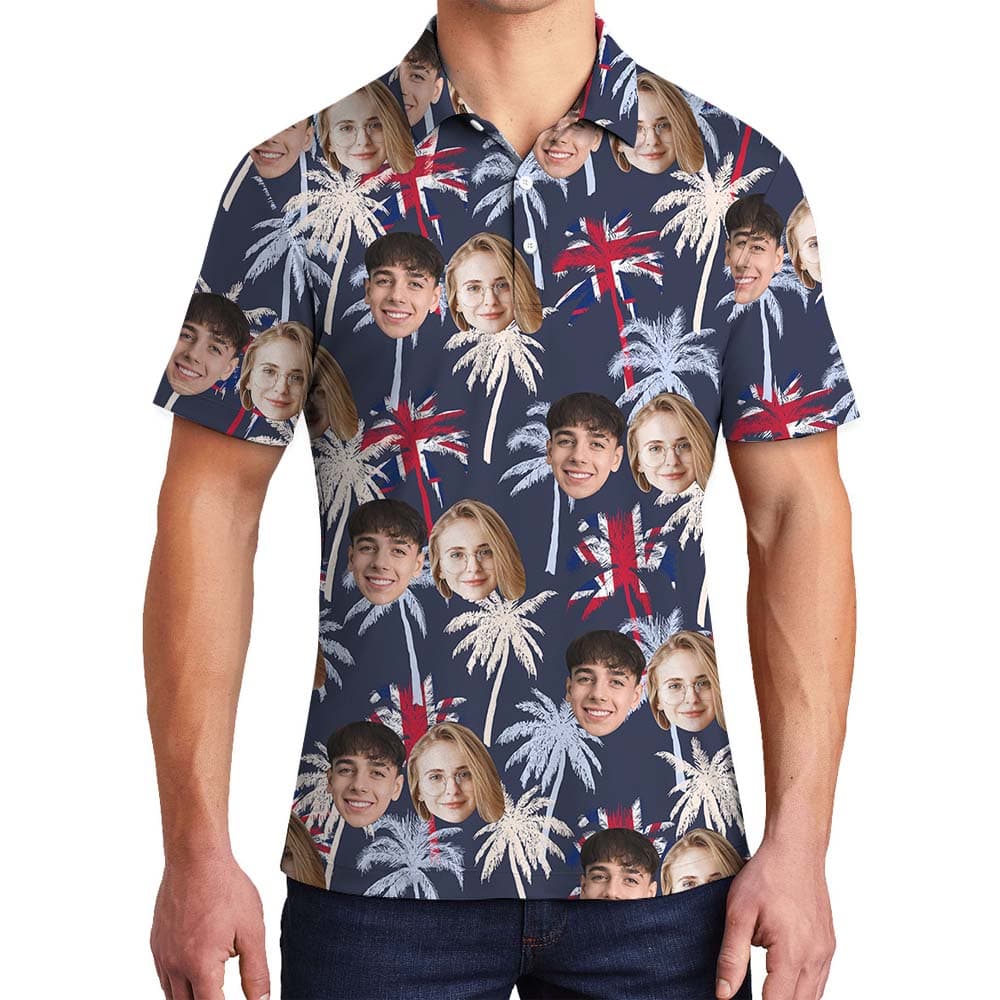 Palm Tree Men's Polo Shirt With Custom Faces4