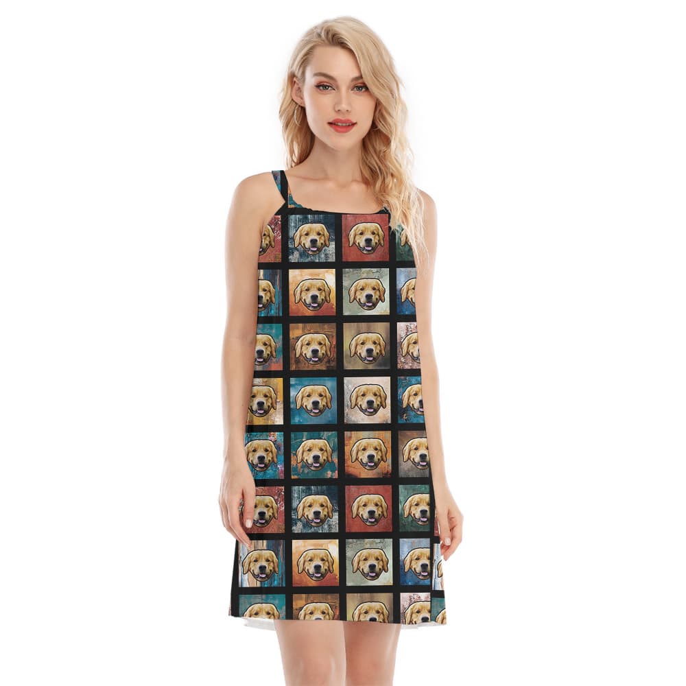 Paws on Paradise Custom Hawaiian Cami Dress with Dog Face1
