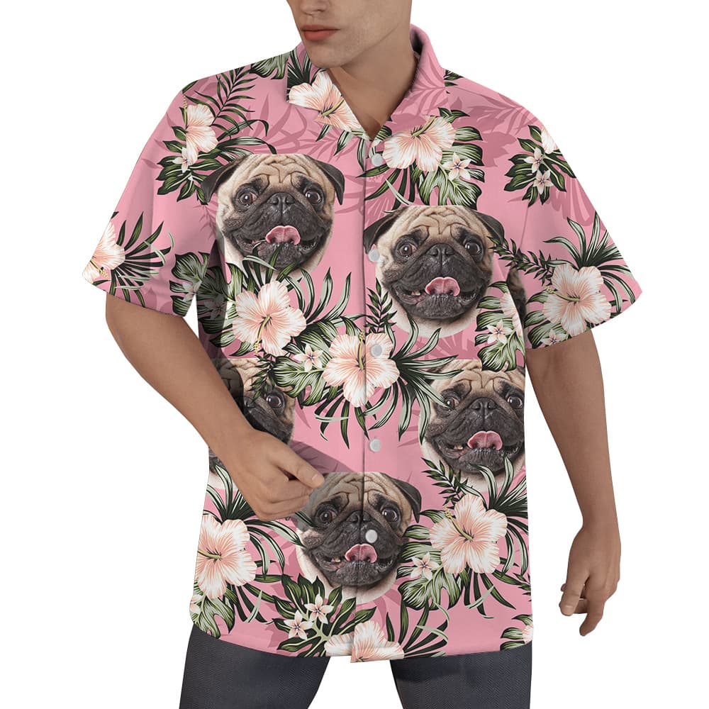 Pawsitively Pink Custom Hawaiian Men Shirt with Dog1