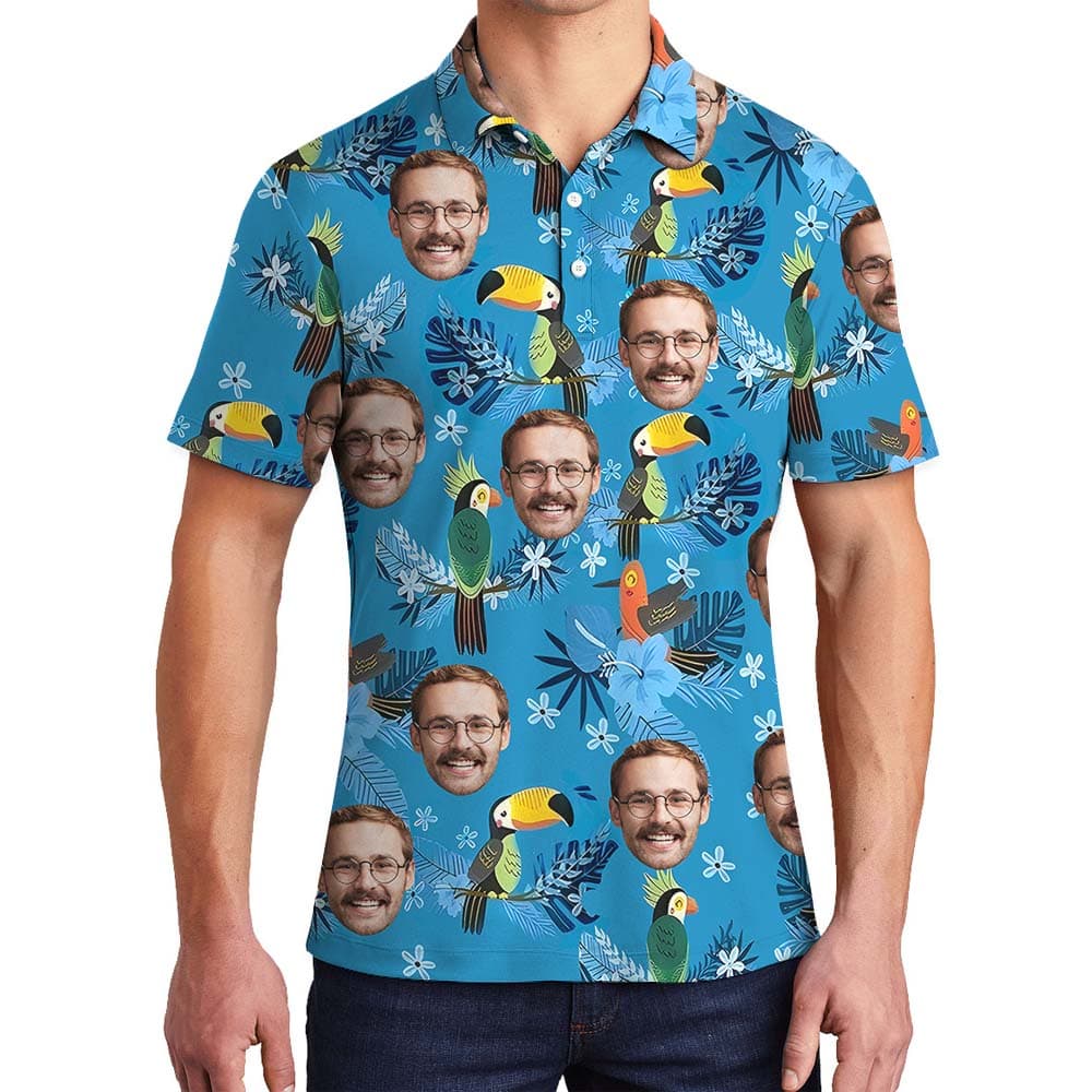 Personalized Tropical Toucan Men’s Polo With Faces4