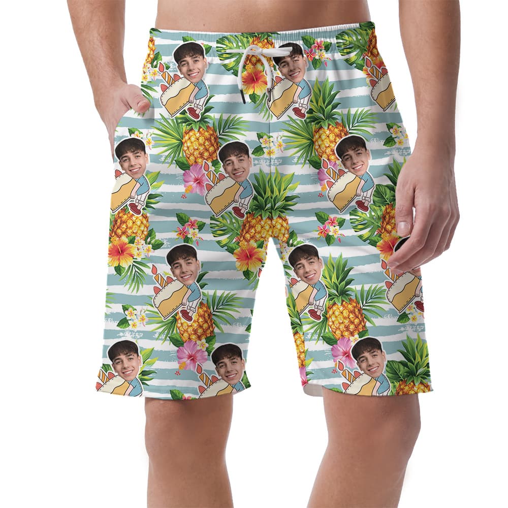 Pineapple Custom Face Birthday Aloha Short for Men1