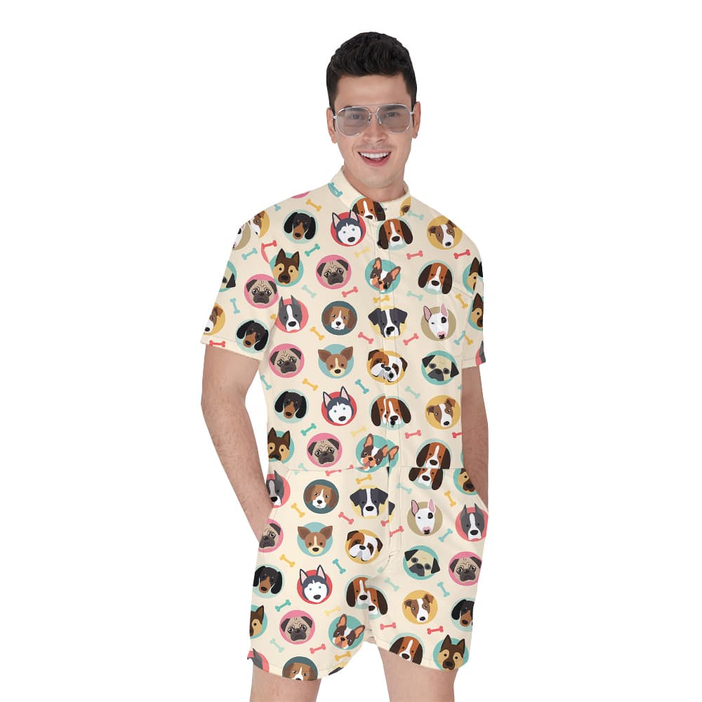 Sandy Paws Summer Hawaiian Men Romper for Dog Lovers1