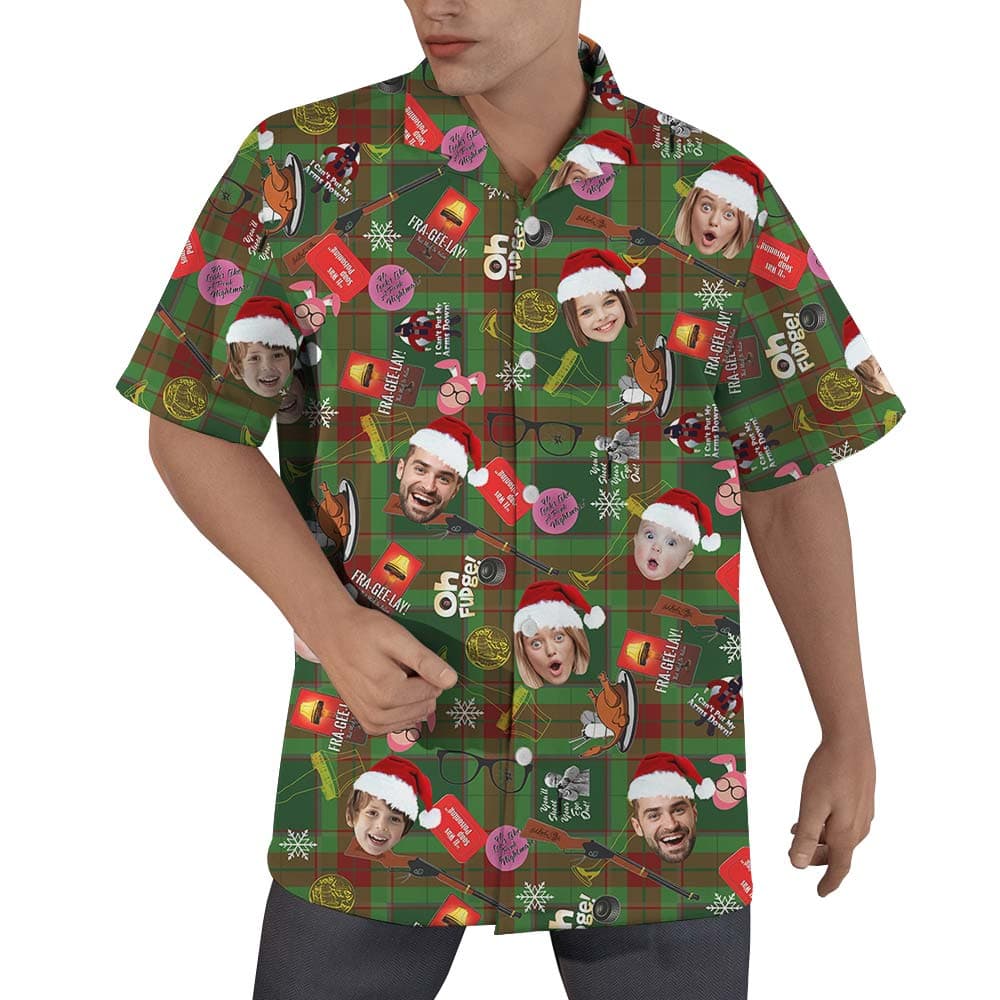 Santa Men Hawaiian Shirt Custom Multiple Face