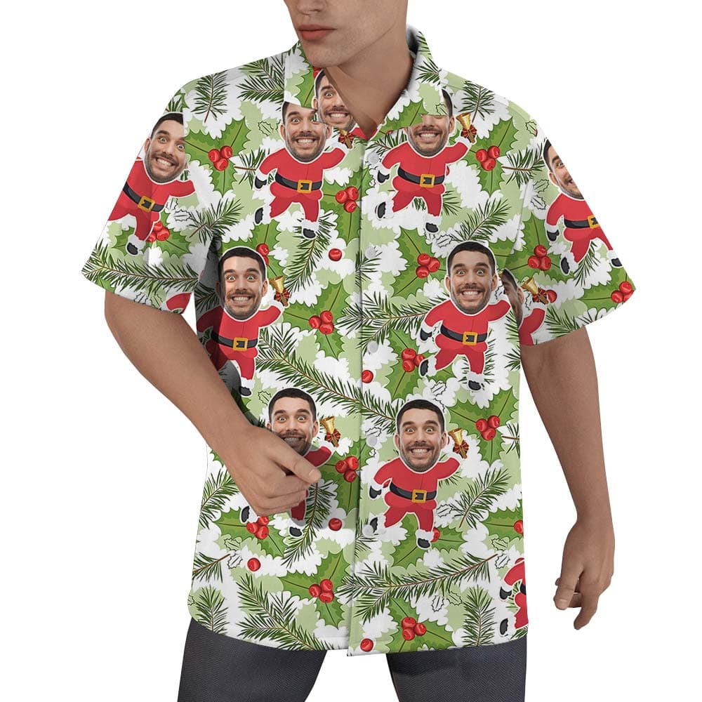 Custom Face Santa Men Hawaiian Shirt