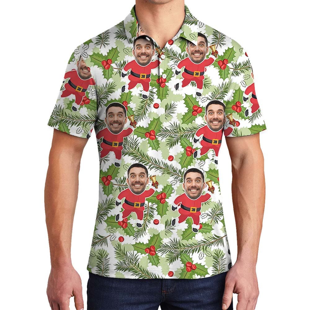 Santa Xmas Custom Hawaiian Men's Polo