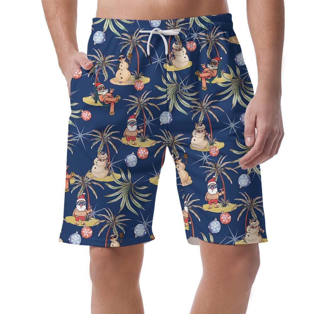 Xmas Santa Navy Hawaiian Men's Shorts