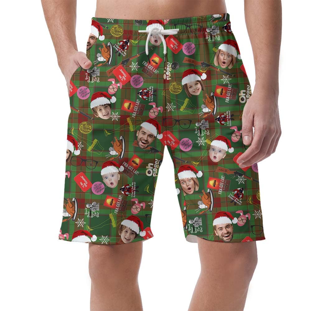 Christmas Santa Custom Men's Shorts With Multiple Faces