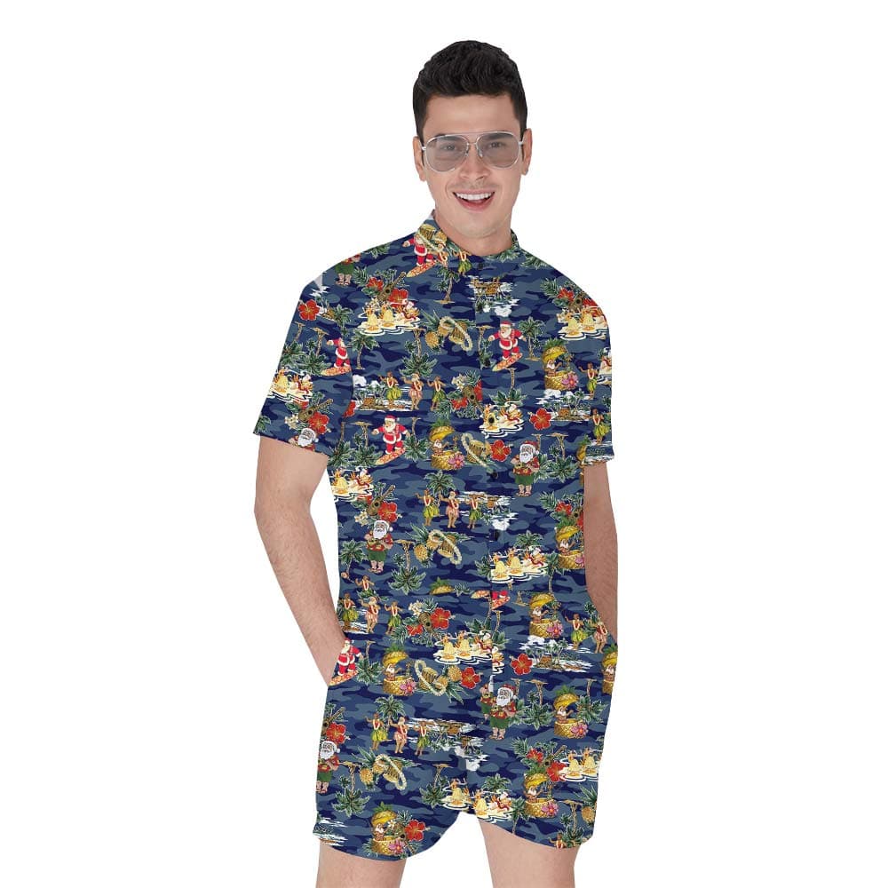 Aloha Men's Romper With Santa Claus Vacation