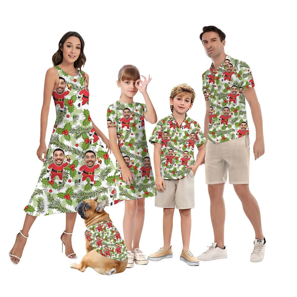 Custom Xmas Santa Family Aloha Matching Outfits
