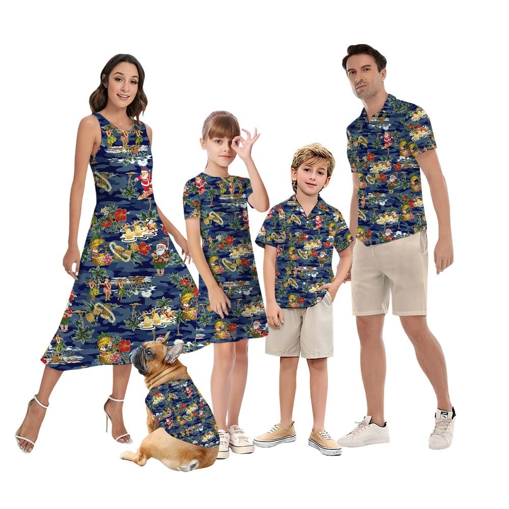 Tropical Matching Santa Family Hawaiian Outfits