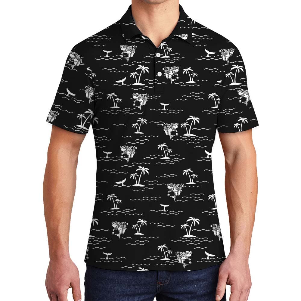 Shark Summer Vacation Aloha Men's Polo