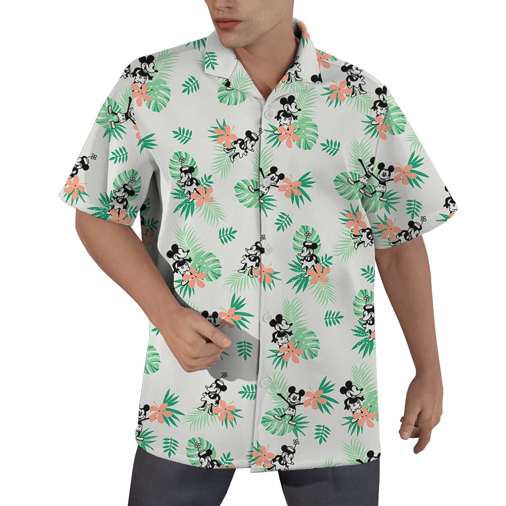 Simple Green Mickey Steamboat Willie 1928 Hawaiian Shirt for Men1