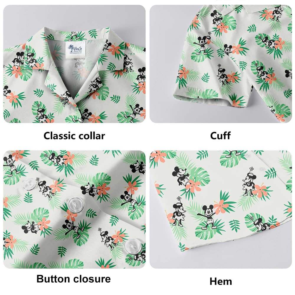 Simple Green Mickey Steamboat Willie 1928 Hawaiian Shirt for Men5