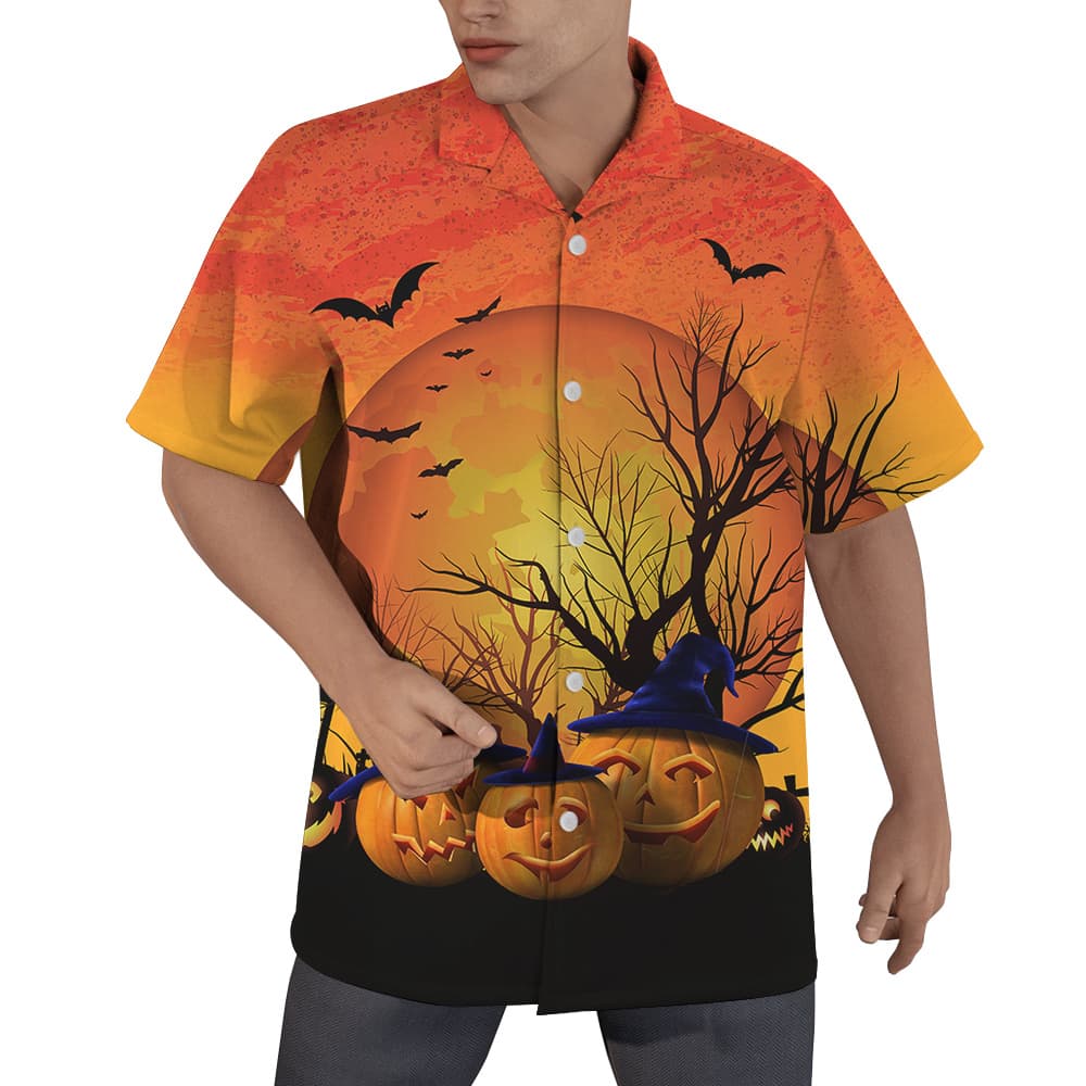 Spooky Pup Custom Hawaiian Men Shirt with Dog Face1