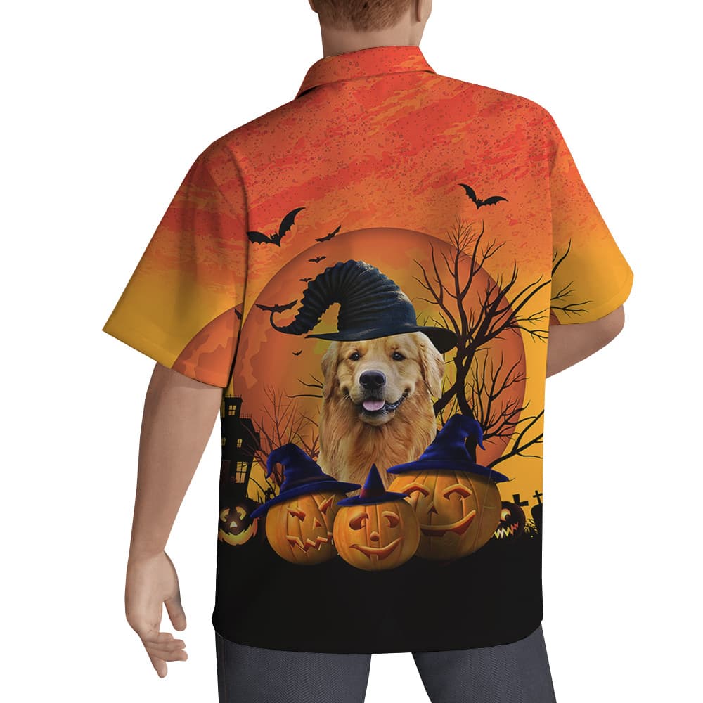Spooky Pup Custom Hawaiian Men Shirt with Dog Face2