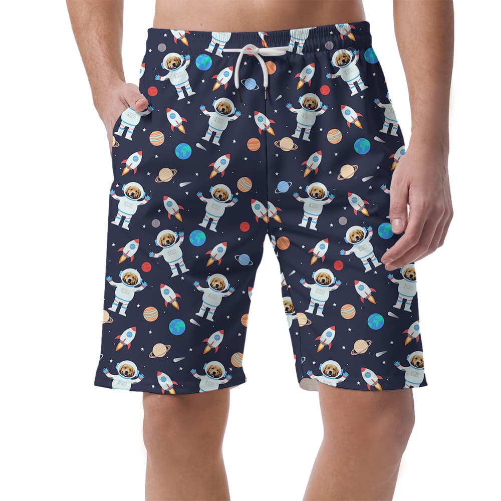 Starry Sky Dog Custom Hawaiian Men Short With Dog Face1