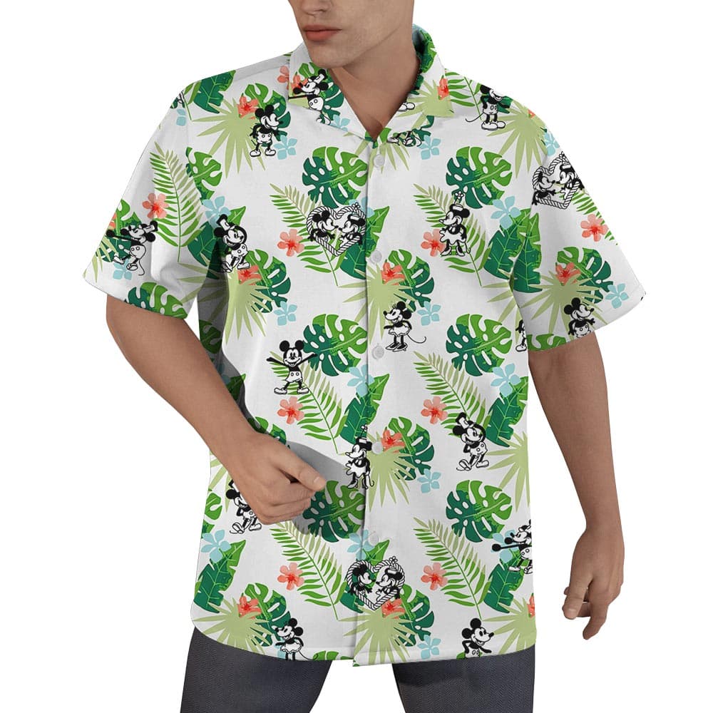 Steamboat Willie Mickey Mouse Men's Button Up Shirt