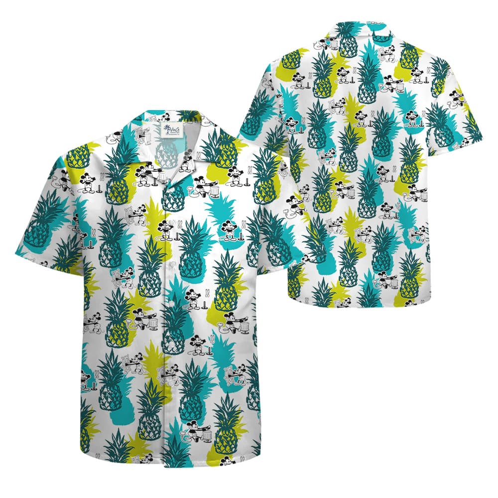 Steamboat Willie Mickey Mouse Pineapple Hawaiian Shirt