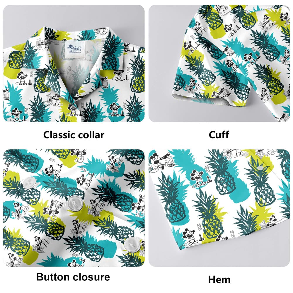Steamboat Willie Mickey Mouse Pineapple Hawaiian Shirt