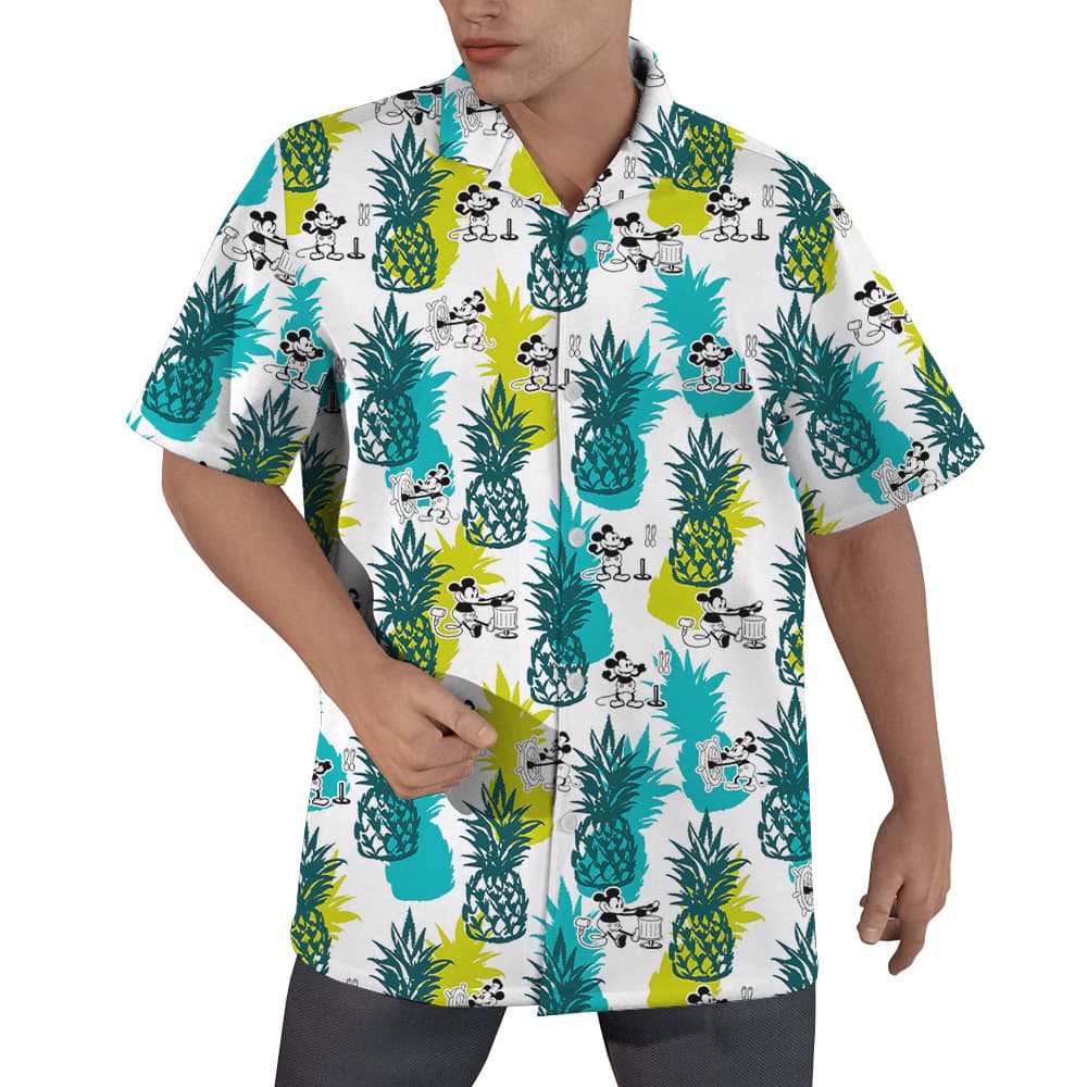 Steamboat Willie Mickey Mouse Pineapple Hawaiian Shirt (3)