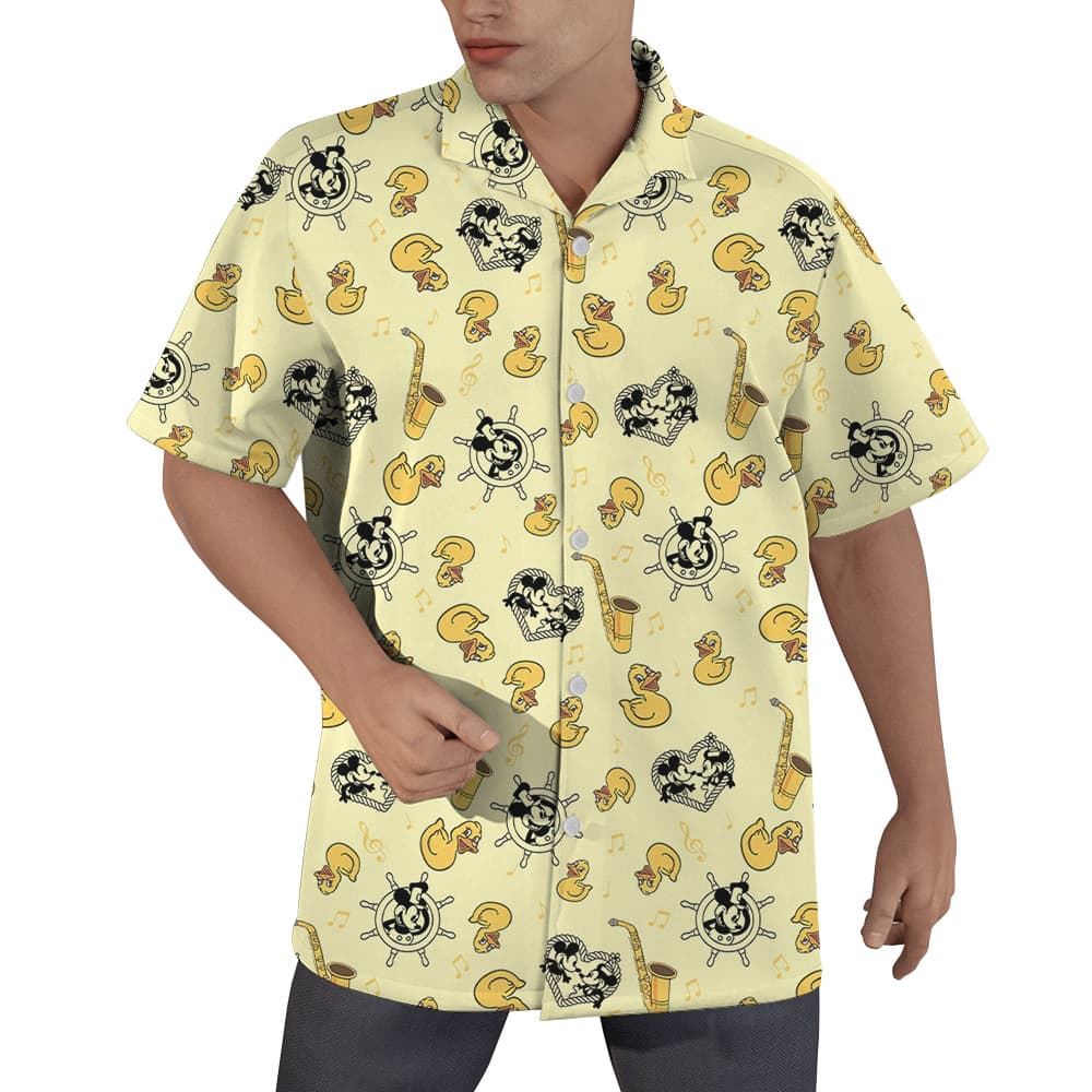 Steamboat Willie Mickey Rubber Duck Hawaiian Shirt (5)