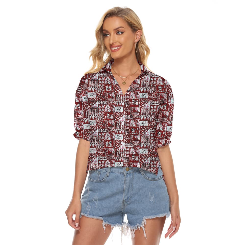 Steamboat Willie Mickey Vintage Tapa Aloha Women's Cropped Shirt