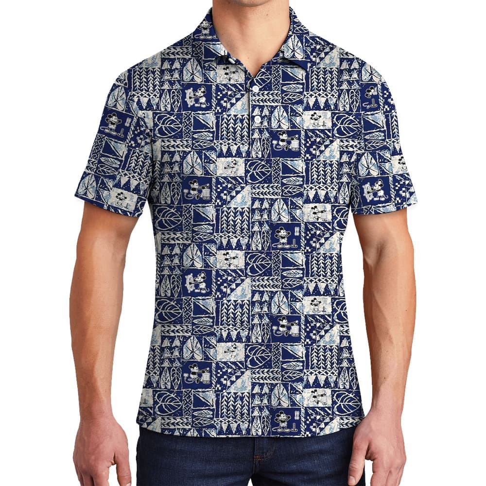 Steamboat Willie Mickey Vintage Tapa Men's Hawaiian Polo Shirt