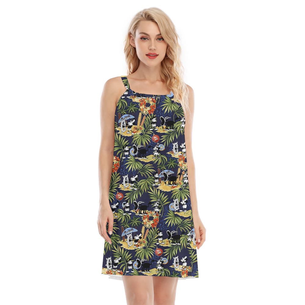Steamboat Willie Movie Mickey Mouse Tropical Aloha Dress