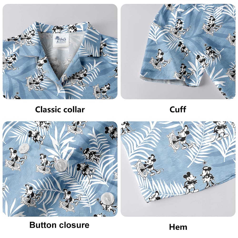 Steamboat Willie Movie Mickey Vintage Blue Hawaiian Shirt