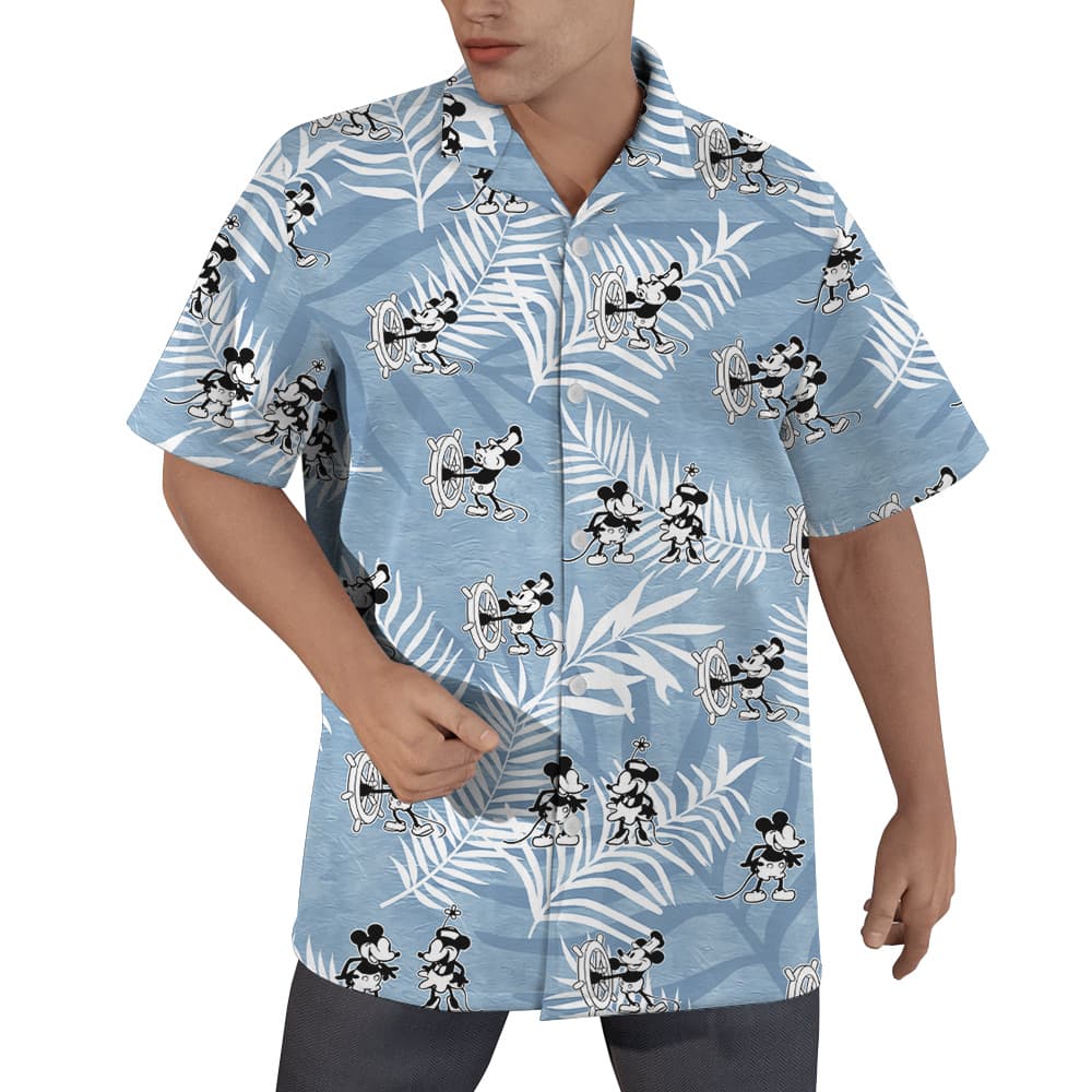 Steamboat Willie Movie Mickey Vintage Blue Hawaiian Shirt (2)