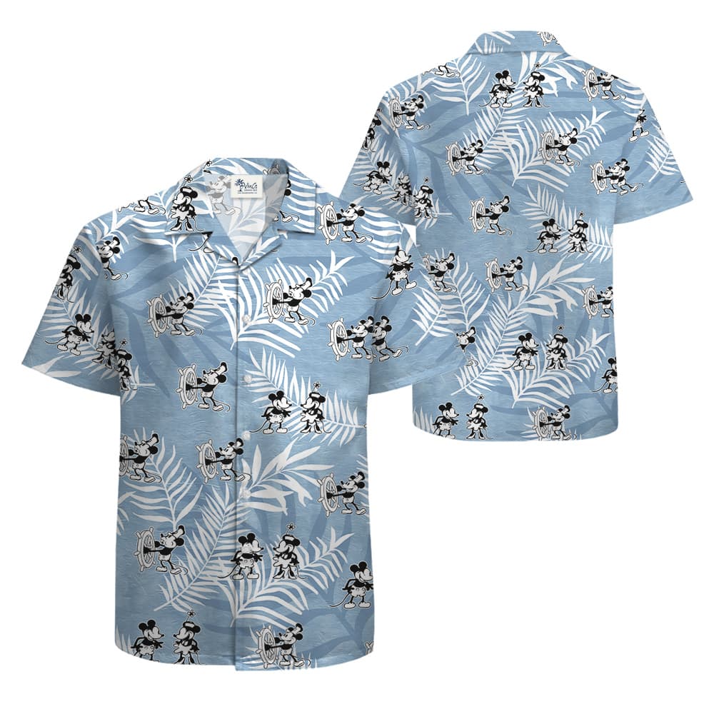 Steamboat Willie Movie Mickey Vintage Blue Hawaiian Shirt