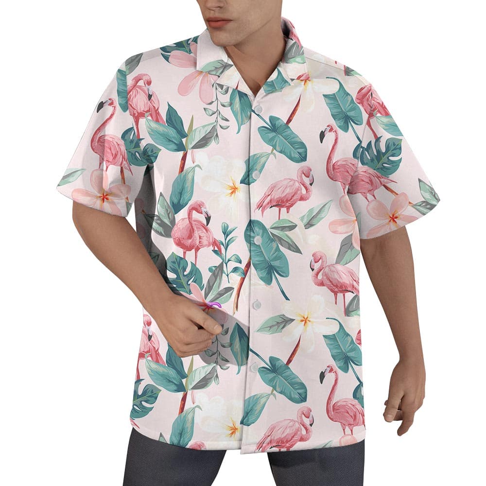 Summer Flamingo Hawaiian Shirt Men