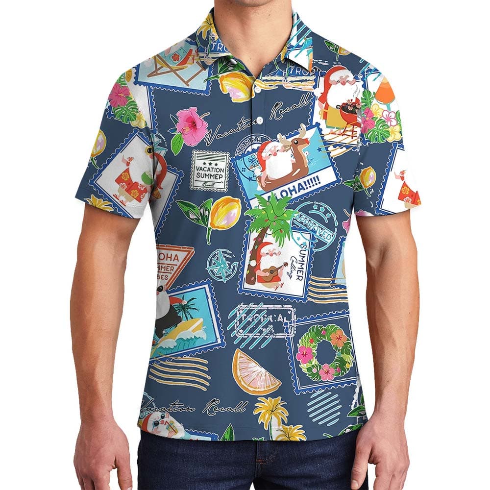 Vacation Summer With Hawaiian Navy Men's Polo