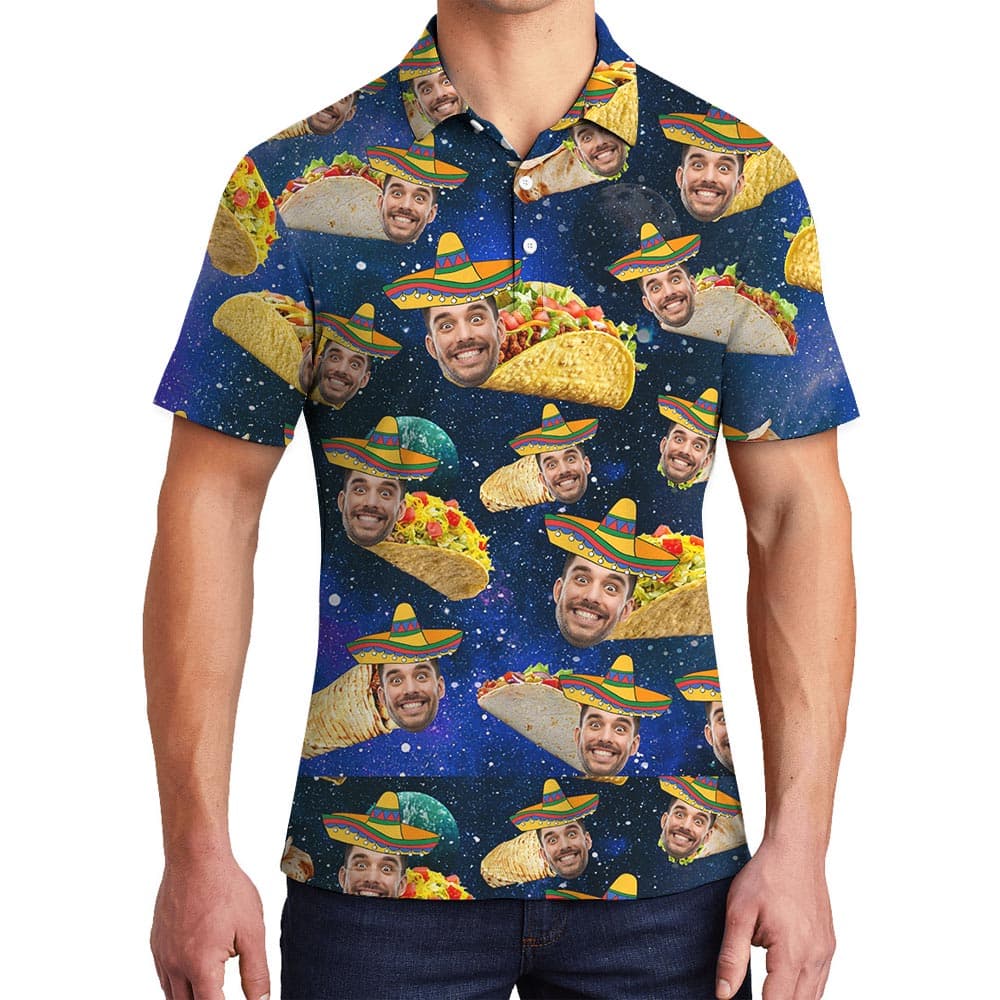 Galaxy Custom Face Taco Hawaiian Polo Men