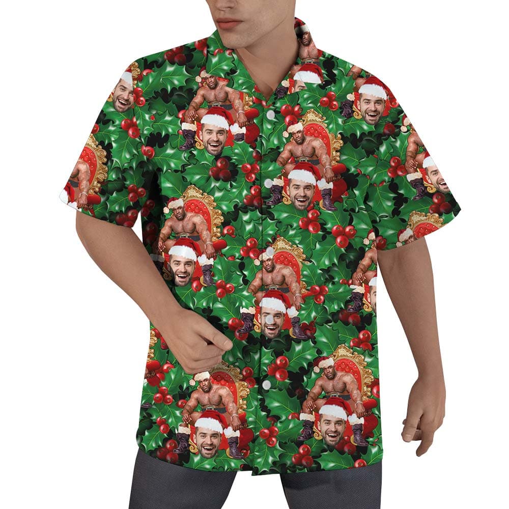 Funny Custom Face Pine Tree Tropical Hawaiian Shirt Men