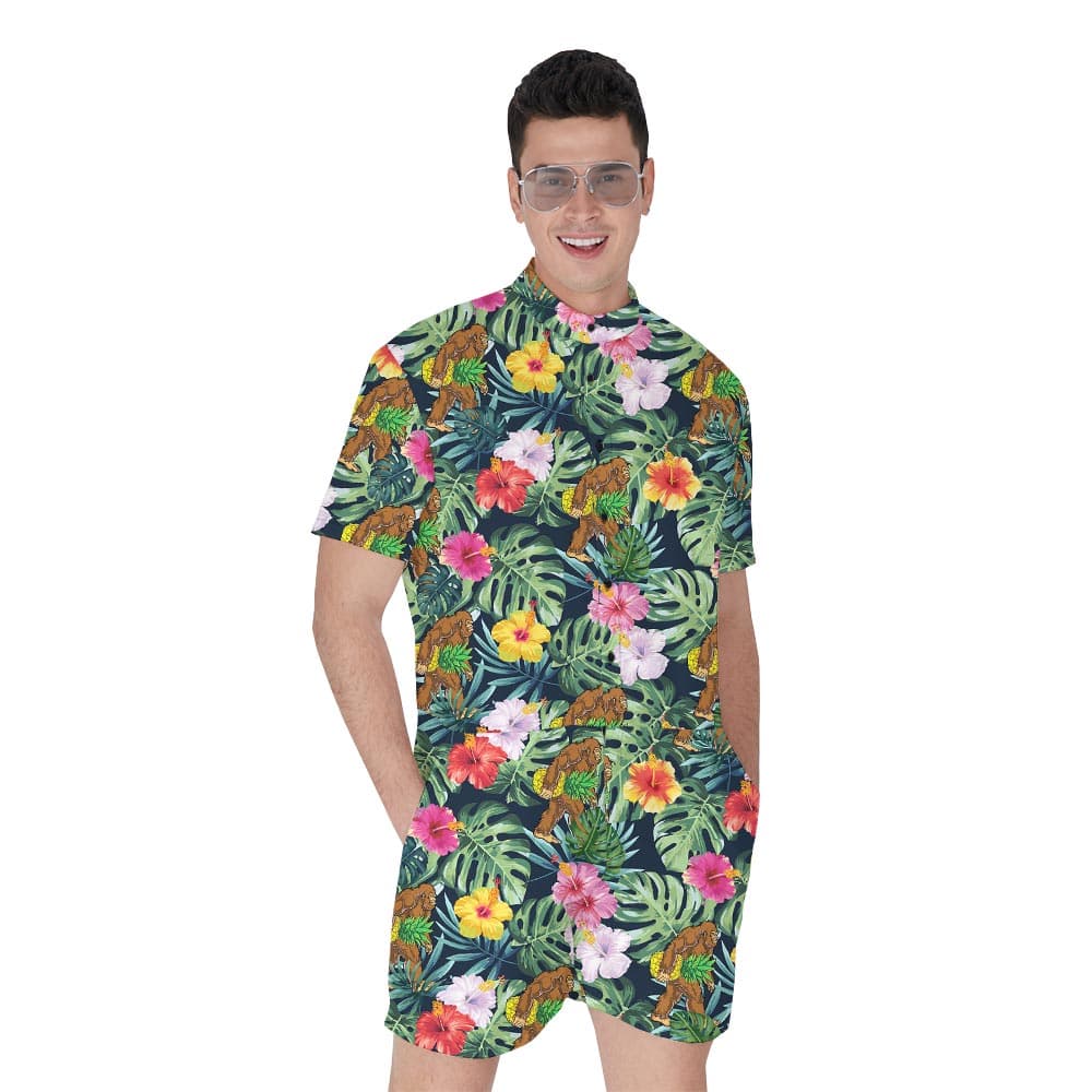 Loving Summer Tropical Hawaiian Romper Men