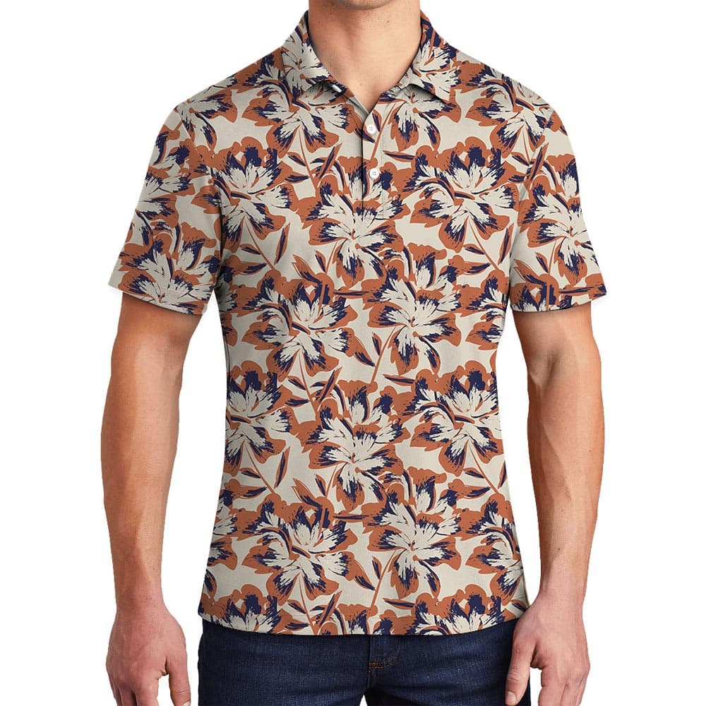 Summer Tropical Hawaiian Polo Men
