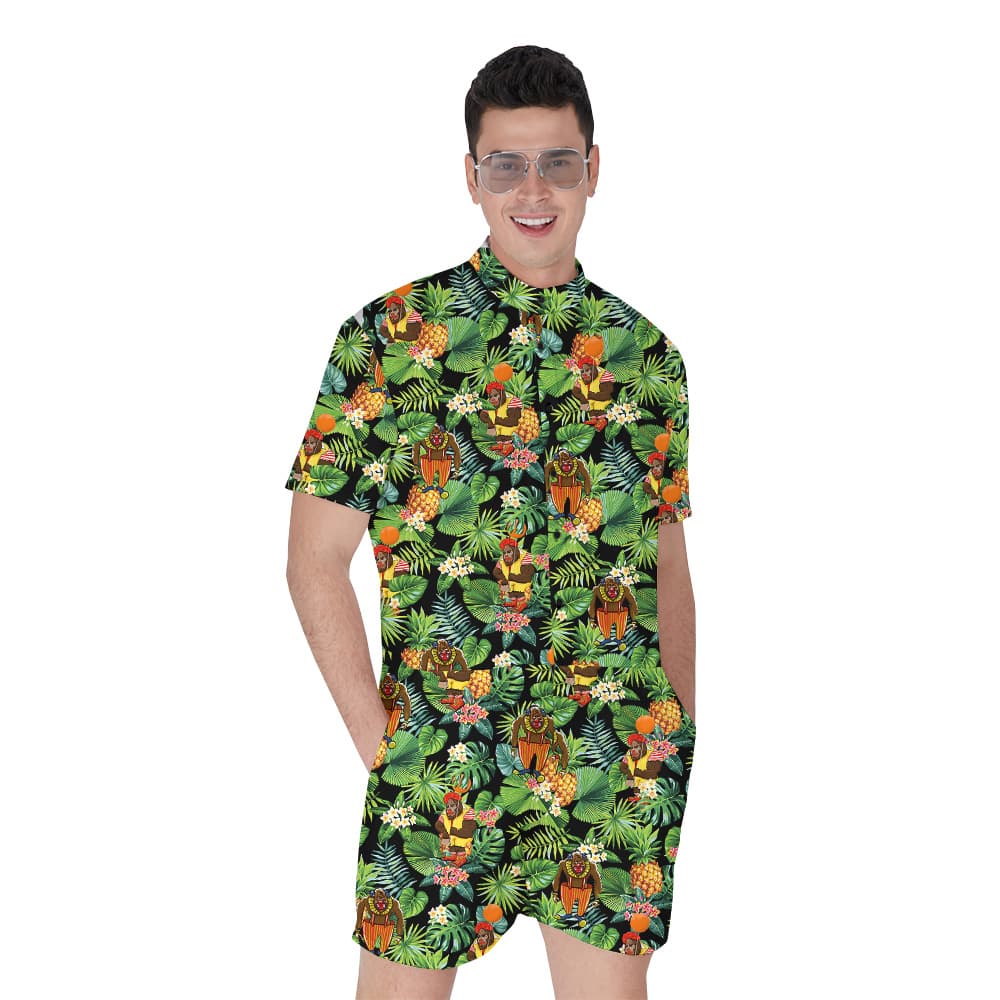 Tropical Bigfoot Clown Hawaiian Romper For Men