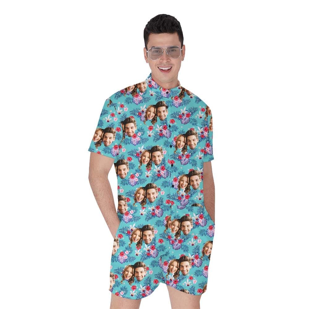 Tropical Custom Couple Faces Romper For Male1