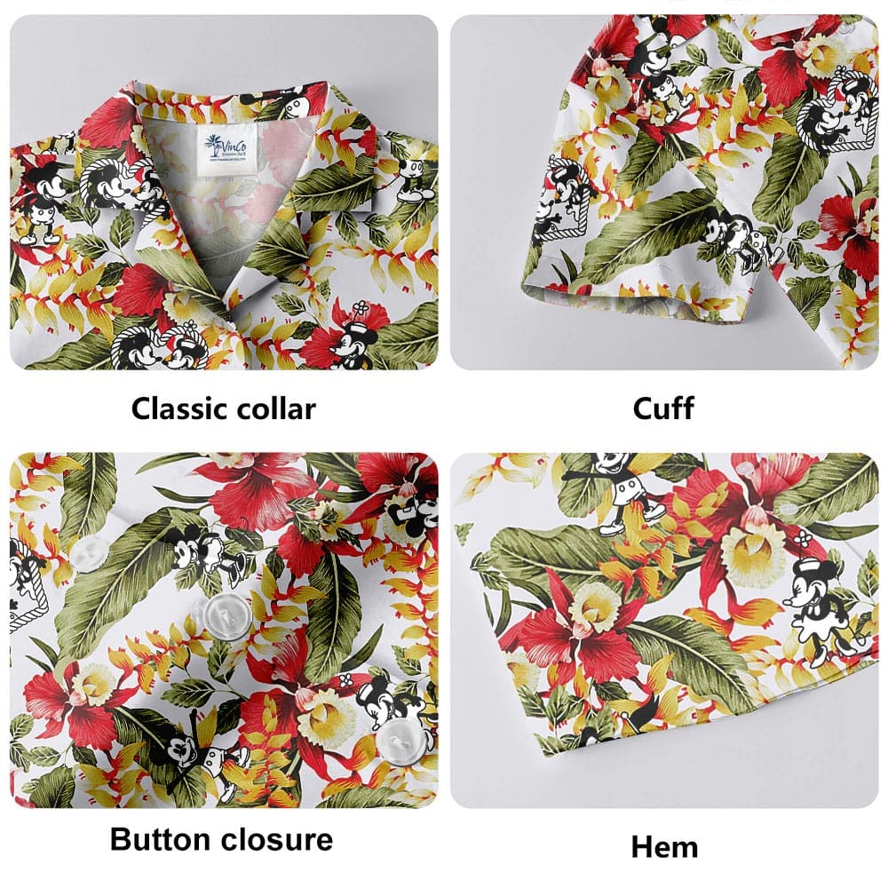 the close up images of a Hawaiian shirt figure, showing the nice fabrics of Men's Hawaiian shirt