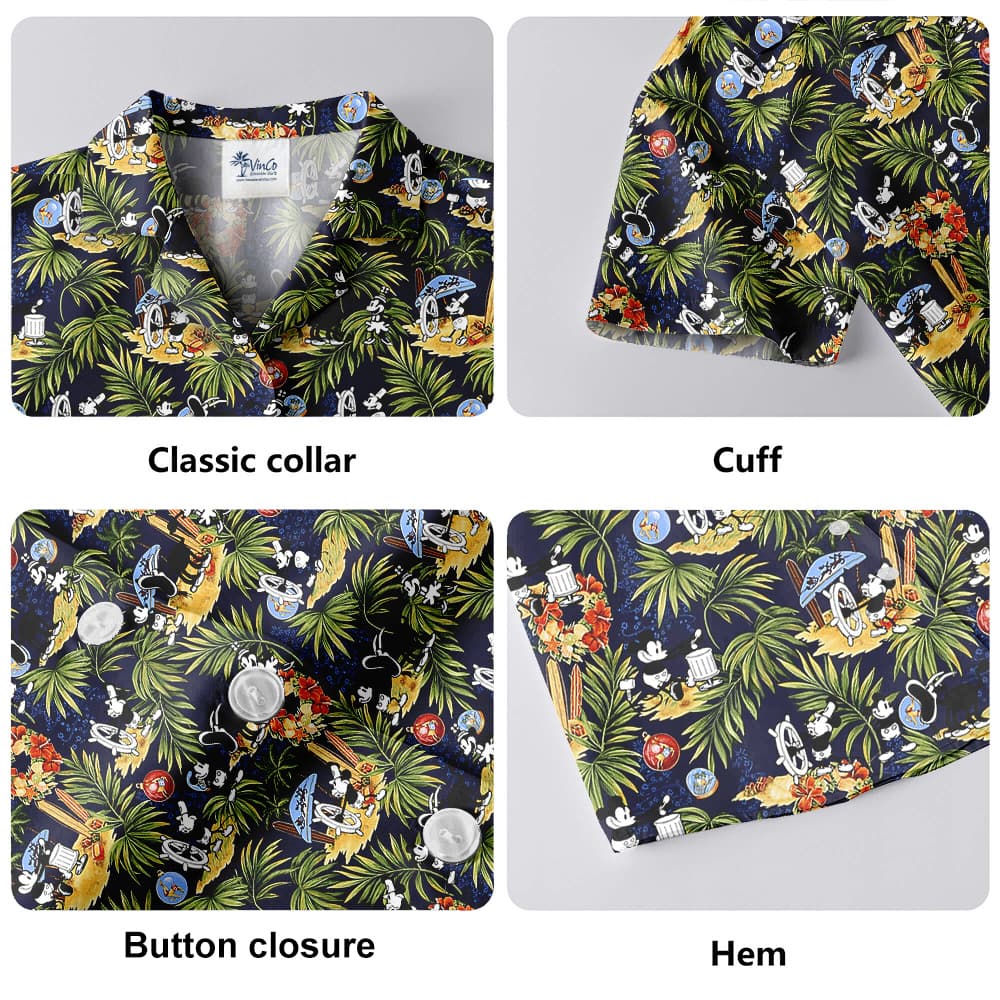 Tropical Mickey Mouse Steamboat Willie Navy Hawaiian Shirt