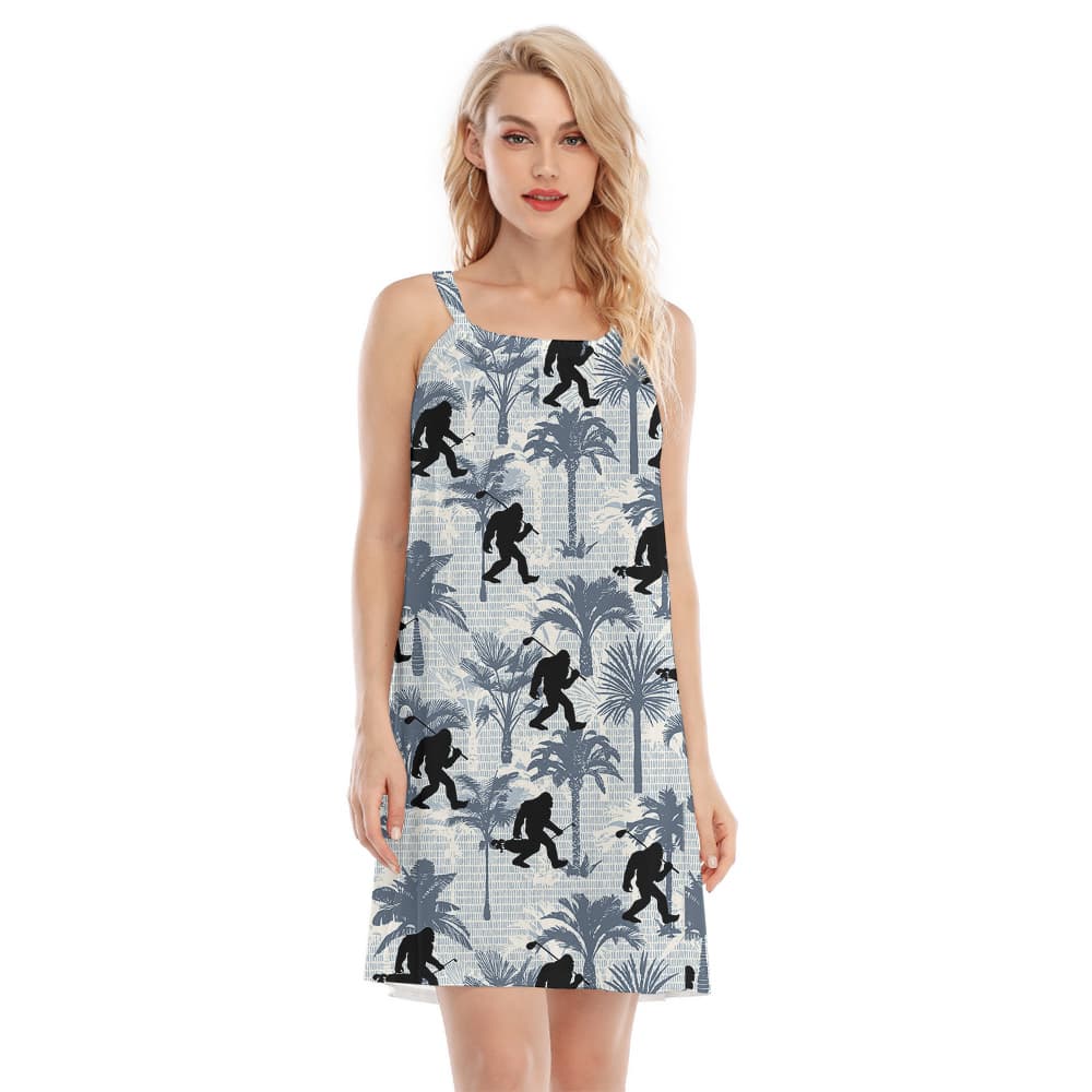 Tropical Palm Tree Sasquatch Golf Hawaiian Cami Dress