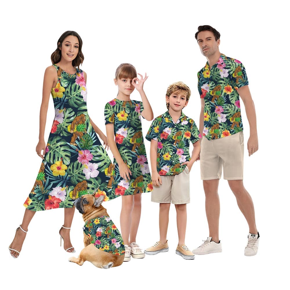 Tropical Bigfoot Flower Family Matching Hawaiian Outfits