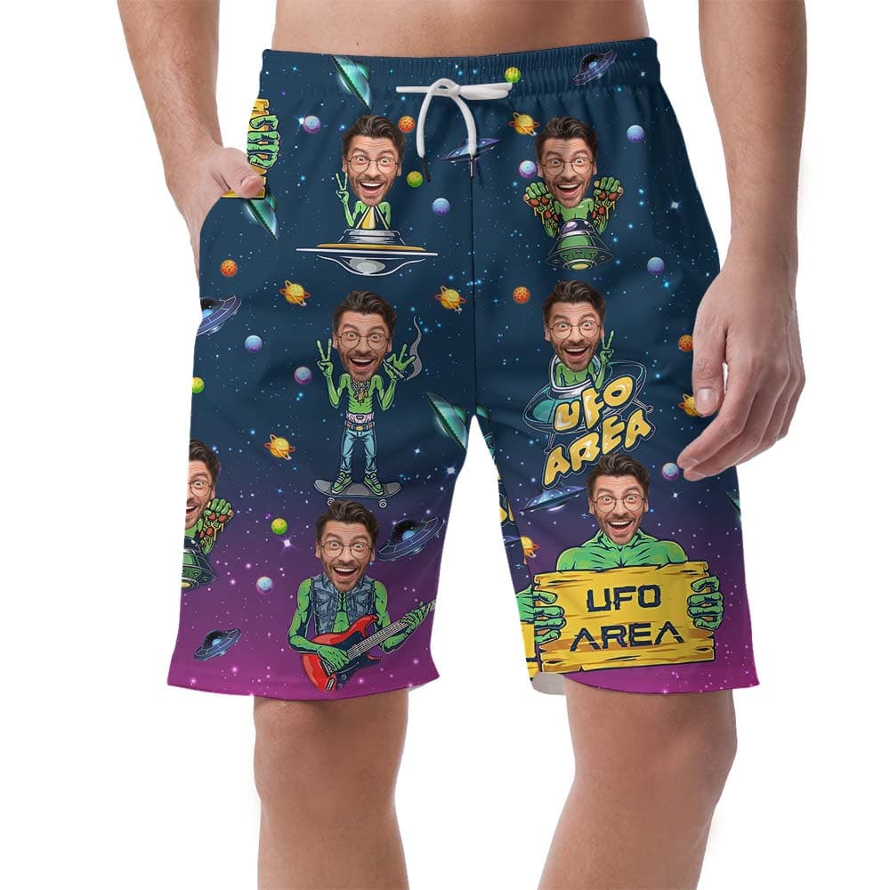 UFO Custom Face Men’s Hawaiian Shorts1
